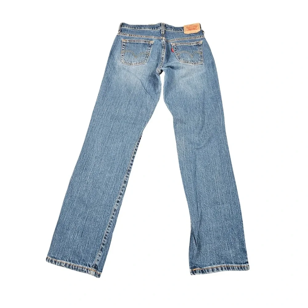 Levis 505 Straight Leg Jeans Womens Size 6S Short Medium Wash Stretch Denim